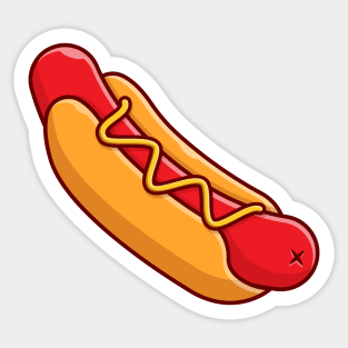 Hotdog Cartoon Vector Icon Illustration (3) Sticker